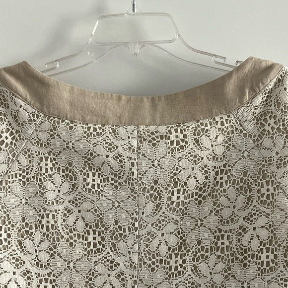 Cache Linen Lace Overlay Romantic Cropped Jacket Aubrey Hepburn Size 10 Chic - Picture 7 of 14